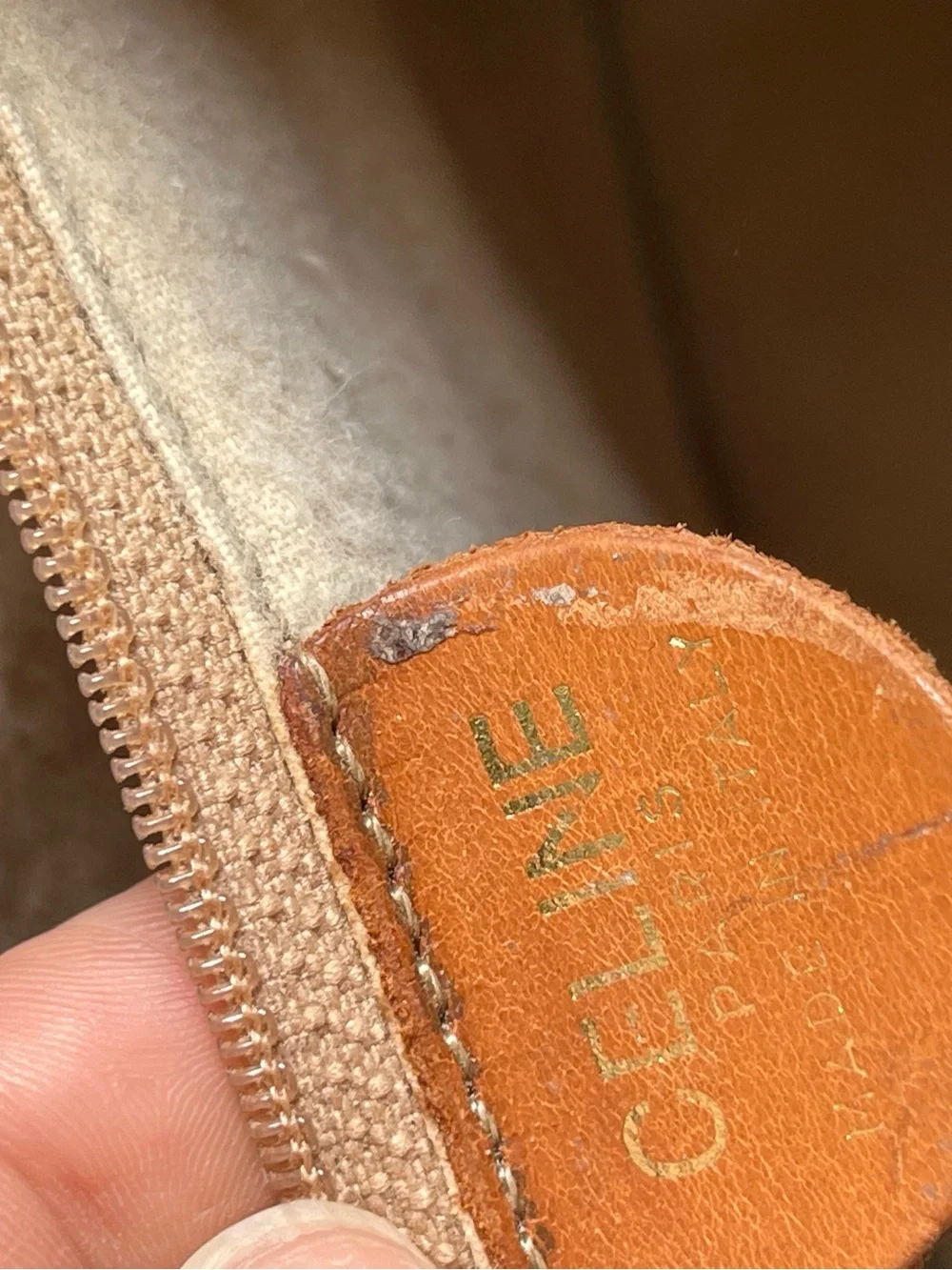 Authentic vintage Celine canvas satchel bag